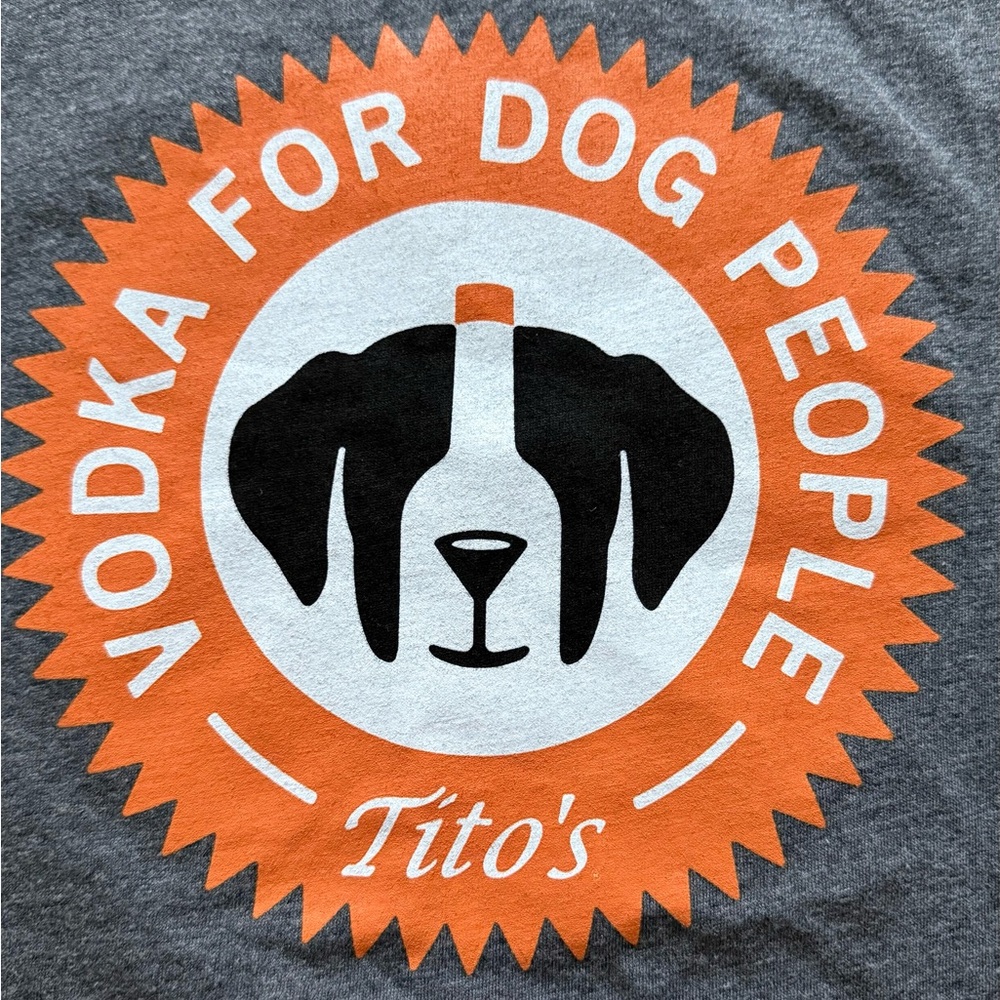 Tito’s Vodka for Dog People T-Shirt Heather Gray Small Ringspun Cotton Tee - Picture 4 of 6